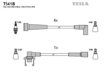 Комплект кабелiв запалювання TESLA T541B
