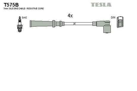 Комплект кабелiв запалювання TESLA T575B