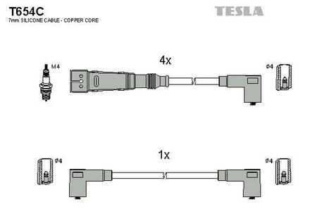 Комплект кабелiв запалювання TESLA T654C