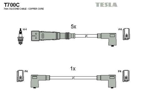 Комплект кабелiв запалювання TESLA T700C