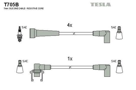Комплект кабелiв запалювання TESLA T705B