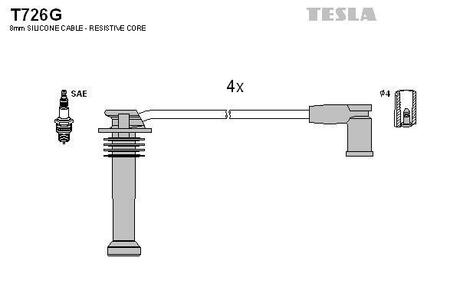 Комплект кабелiв запалювання TESLA T726G