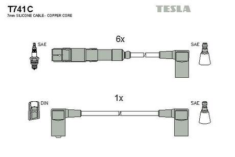Комплект кабелiв запалювання TESLA T741C (фото 1)