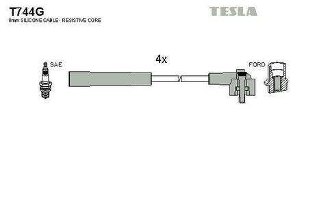 Комплект кабелiв запалювання TESLA T744G (фото 1)