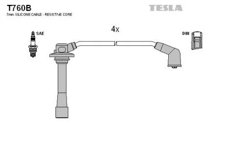 Провід високовольтний, комплект Mazda 626 IV 1.8, 2.0i BLATNA TESLA T760B