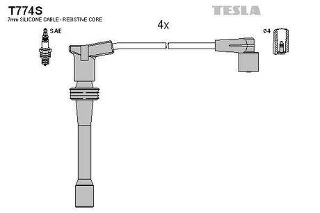 Комплект кабелiв запалювання TESLA T774S