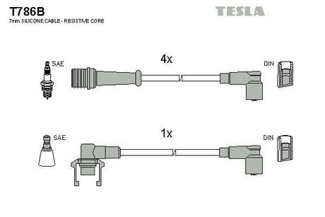 Комплект кабелiв запалювання TESLA T786B