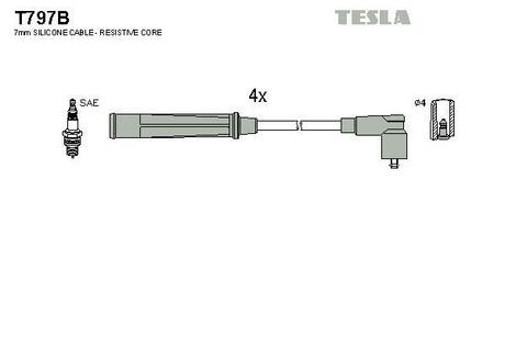 Комплект кабелiв запалювання TESLA T797B (фото 1)