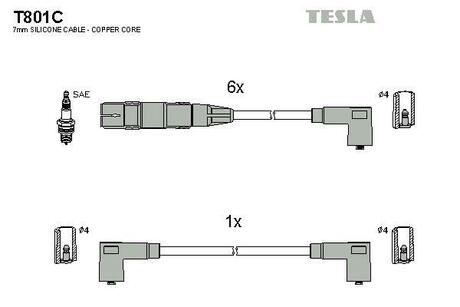 Комплект кабелiв запалювання TESLA T801C (фото 1)