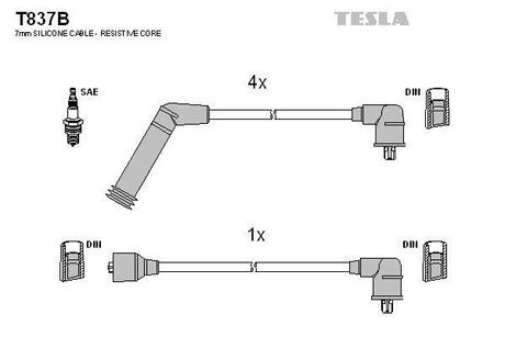 Комплект кабелiв запалювання TESLA T837B (фото 1)