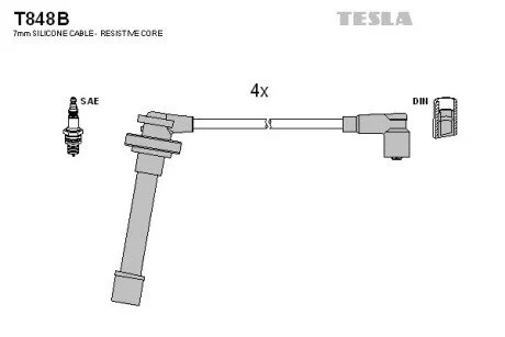 Проводавысоковольтные,комплект Nissan Primera hatchback 1.6 (96-02) TESL TESLA T848B