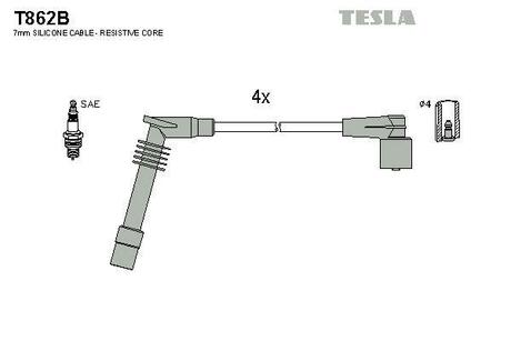 Комплект кабелiв запалювання TESLA T862B