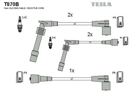 Провід високовольтний, комплект Opel Vectra B 1.6i BLATNA TESLA T870B (фото 1)