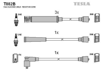 Комплект кабелiв запалювання TESLA T882B (фото 1)
