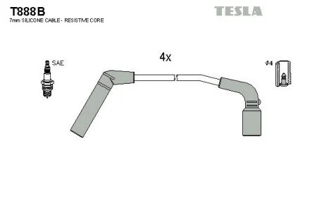 Провода свечные Матиз 1,0 (силикон) BLATNA TESLA T888B