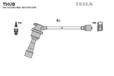 Комплект кабелiв запалювання TESLA T902B