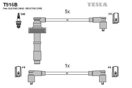 Комплект кабелiв запалювання TESLA T916B (фото 1)