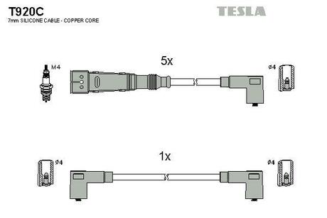 Комплект кабелiв запалювання TESLA T920C