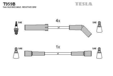 Комплект кабелiв запалювання TESLA T959B
