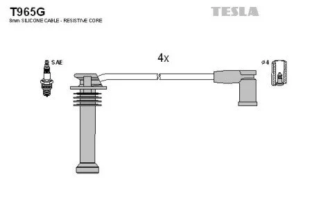 Проводавысоковольтные,комплект Ford Fiesta v 2.0 (05-08),Ford Mondeo iii 1.8 (00 TESLA T965G