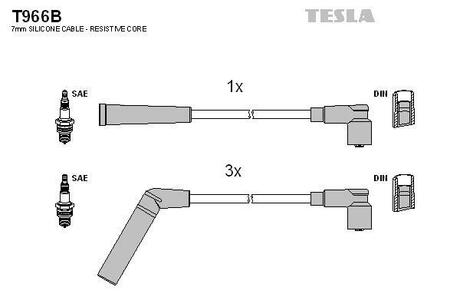 Комплект кабелiв запалювання TESLA T966B