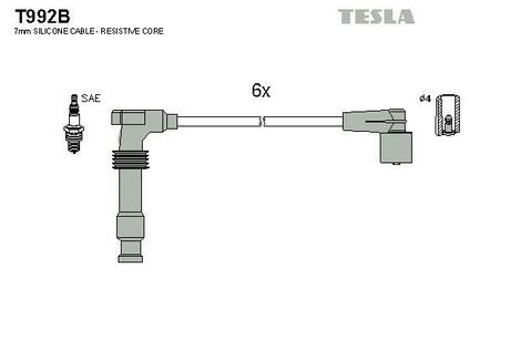 Проводавысоковольтные,комплект Opel Omega b 3.0 (94-01),Opel Omega b 2.5 (94-00) TESLA T992B (фото 1)