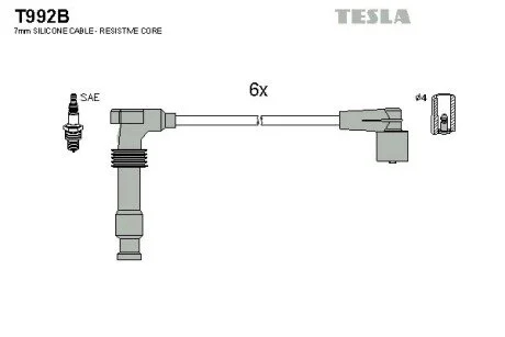 Проводавысоковольтные,комплект Opel Omega b 3.0 (94-01),Opel Omega b 2.5 (94-00) TESLA T992B