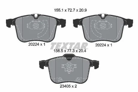 Гальмівні колодки, дискове гальмо (набір) TEXTAR 2022401