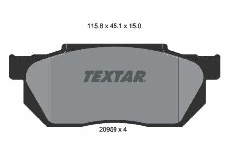 Гальмівні колодки, дискове гальмо (набір) TEXTAR 2095901