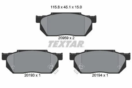 Гальмівні колодки, дискове гальмо (набір) TEXTAR 2095902