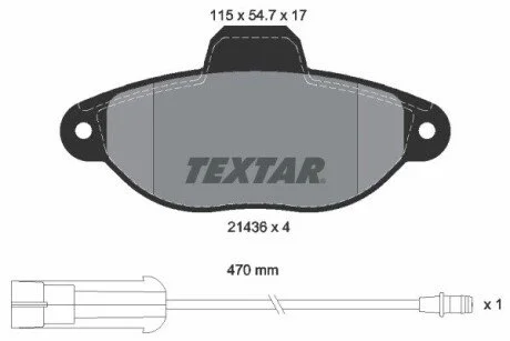 Комплект гальмівних колодок, дискове гальмо TEXTAR 2143603