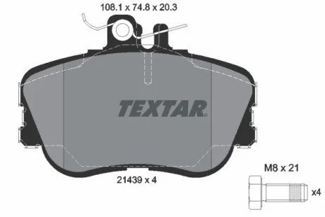 Комплект гальмівних колодок, дискове гальмо TEXTAR 2143905