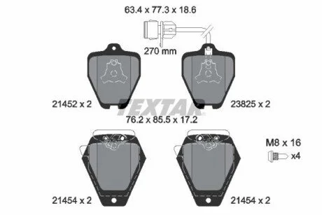 Гальмівні колодки, дискове гальмо (набір) TEXTAR 2145201