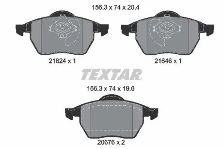 Комплект тормозных колодок, дисковый тормоз TEXTAR 2162402