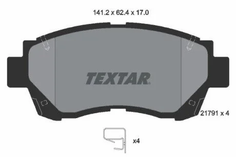 Гальмівні колодки, дискове гальмо (набір) TEXTAR 2179101