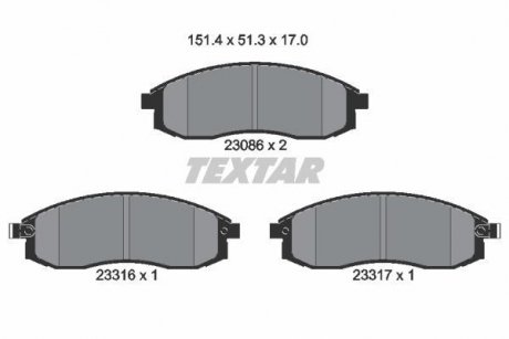 Колодки тормозные дисковые передние, комплект TEXTAR 2308601