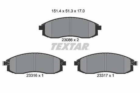 Колодки тормозные дисковые передние, комплект TEXTAR 2308601