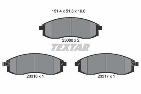 Гальмівні колодки, дискове гальмо (набір) TEXTAR 2308602