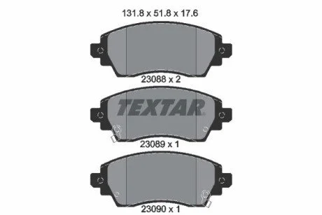 Гальмівні колодки, дискове гальмо (набір) TEXTAR 2308801
