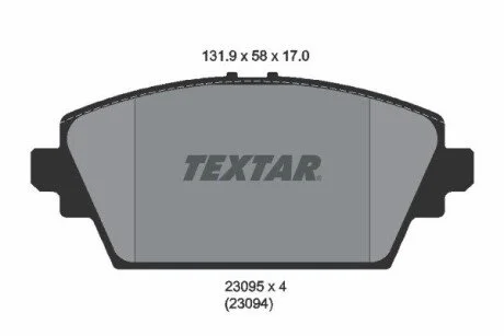 Гальмівні колодки, дискове гальмо (набір) TEXTAR 2309501