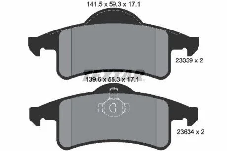 Комплект гальмівних колодок, дискове гальмо TEXTAR 2333901