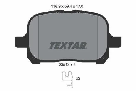 Гальмівні колодки, дискове гальмо (набір) TEXTAR 2351302
