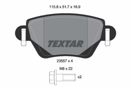 Гальмівні колодки, дискове гальмо (набір) TEXTAR 2355702