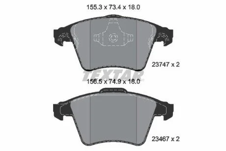 Гальмівні колодки, дискове гальмо (набір) TEXTAR 2374701