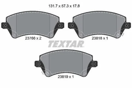 Гальмівні колодки, дискове гальмо (набір) TEXTAR 2376601