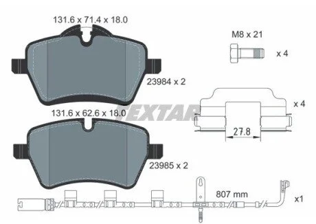 Гальмівні колодки MINI (R56), 11.05-01 TEXTAR 2398407
