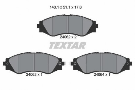 Гальмівні колодки, дискове гальмо (набір) TEXTAR 2406201