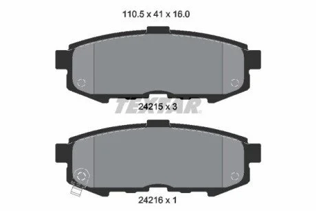 Гальмівні колодки, дискове гальмо (набір) TEXTAR 2421501