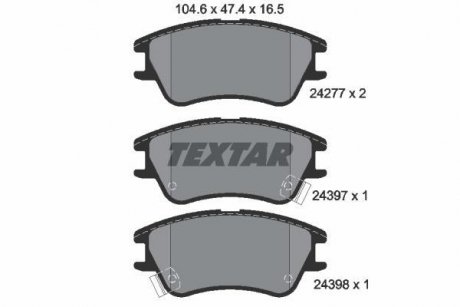 Гальмівні колодки, дискове гальмо (набір) TEXTAR 2427701