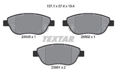 Гальмiвнi колодки дисковi TEXTAR 2454901